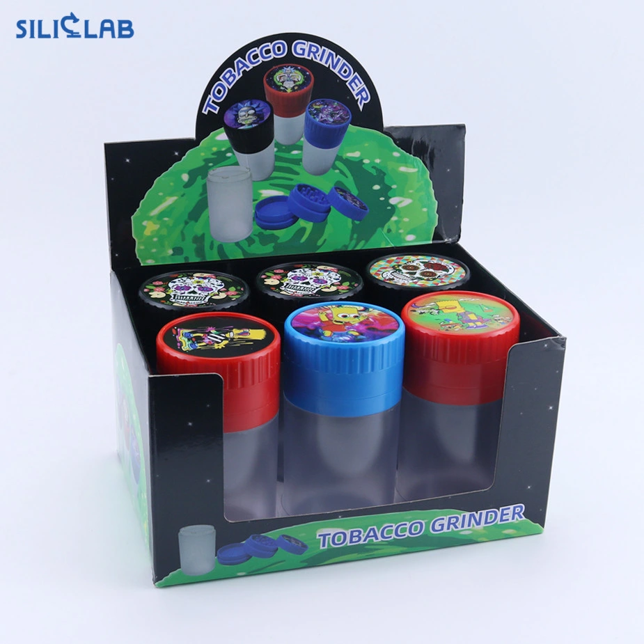 Economic Colorful 3 Pieces Plastic Herb Grinder Custom Tobacco Grinders Smoking Accessories