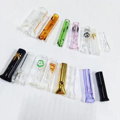 Flat Round Mouth Customized Glass Filter Tips Smoking Accessories